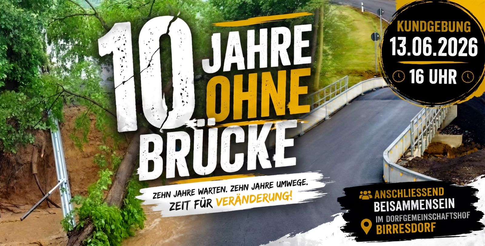 Einladung zur Kundgebung anlässlich des 10. Jahrestages der Brückenzerstörung